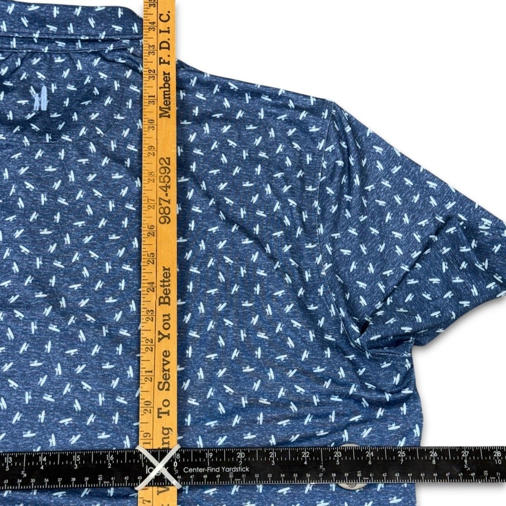 Johnnie O Performance Polo Mens XL Golf Lake Blue Allover Surfboard Print Titus - Picture 8 of 9